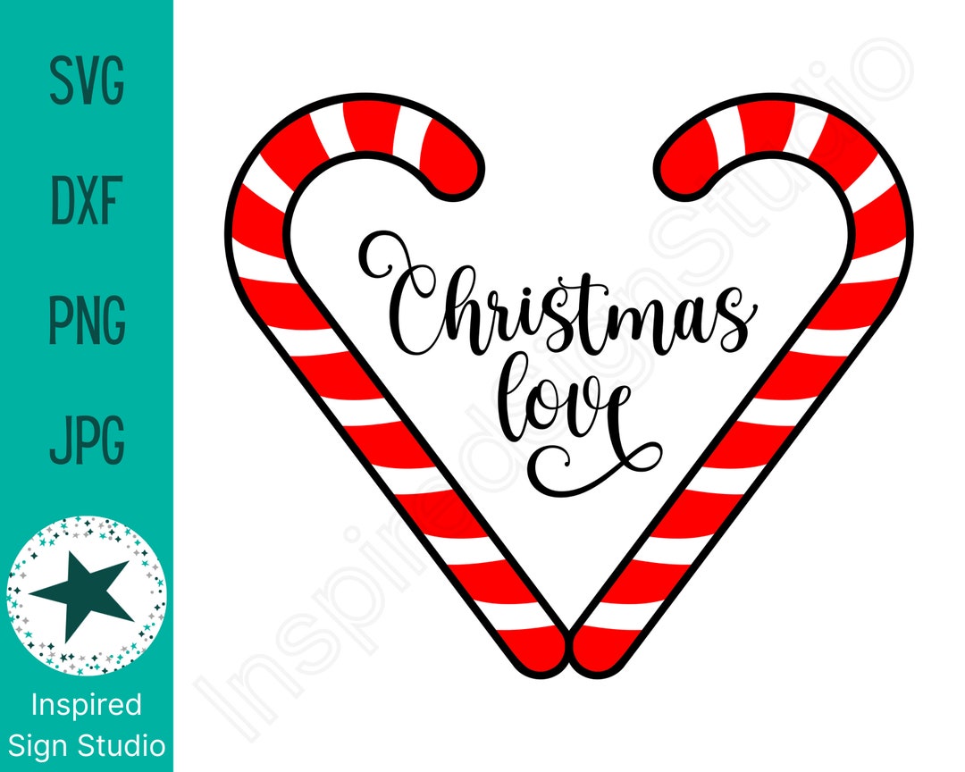 Christmas Love SVG, Candy Cane Heart SVG, Christmas Saying Clip Art