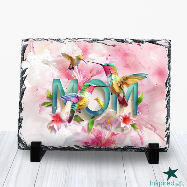 3D Hummingbirds Slate Design for Mom, Sublimation PNG File for Mothers Day, 4x6 5x7 6x8 8x12 Template, Digital Download, Commercial License