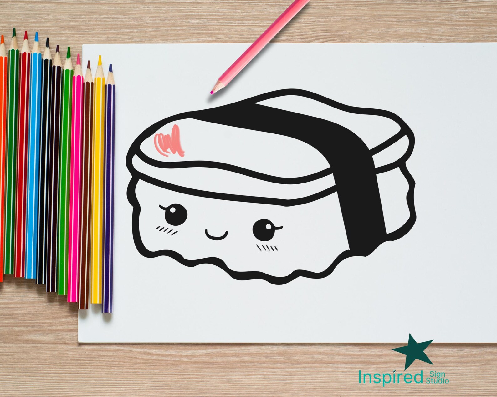 Kawaii Musubi (svg, Png, Jpg, Dxf) Clip Art Kids Coloring Page (digital ...