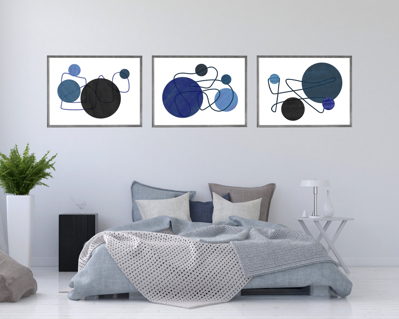 Abstract Wall Art Black Blue White PRINTABLE ABSTRACT ART Etsy