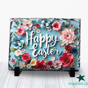 Ardoise de Joyeuses Pâques 3D PNG, sublimation florale, image de tulipe fleurs lys lys, 6 x 8 5 x 7 4 x 6 8 x 12 pouces, fichier en téléchargement numérique instantané