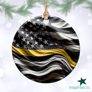 3D-ornament dunne gouden lijn PNG, 3D-sublimatieontwerp voor man, nooddiensten, 911, cadeau openbare veiligheid, ronde 3 inch, digitale download