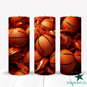 3D Basketball Tumbler Wrap, Sublimationsdesign für Männer Jungen, Korbbälle PNG, 20 Unzen Skinny Tumbler, Geschenk für Mann, Freund, Vater, Opa
