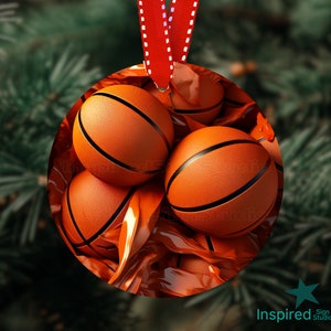 Ornamento digital de basquete 3D PNG, design de sublimação de Natal para homens, presente para marido, namorado, pai, vovô, gráfico circular de 3 polegadas