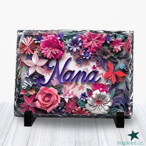 Ardoise grand-mère 3D PNG avec fleurs, sublimation fête des mères pour grand-mère grand-mère, téléchargement numérique floral, fichier Image à usage commercial