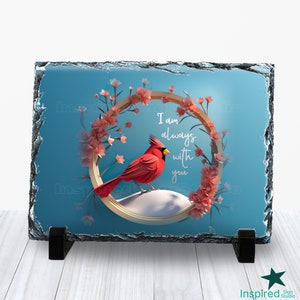 Cardinal PNG 3D pour ardoise, sublimation design commémoratif avec citation, je suis toujours avec vous, idée de perte d'un être cher 4 x 6 5 x 7 5,5 x 7,5 6 x 8 20 x 12 po