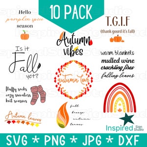 Fall SVG Bundle, Autumn PNG Sublimation Designs, Cricut Silhouette, Vector Cut Files, Autumn Svg, Fall Png Dxf Jpg, Digital Download Clipart