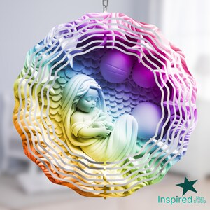 Molinillo de viento para bebé con arcoíris 3D PNG, diseño de sublimación para el Día de la Madre, 8 x 10 x 8 pulgadas, regalo para nueva mamá, descarga digital, uso comercial
