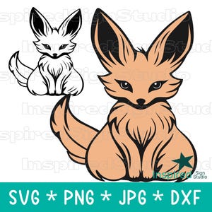 Fennec renard SVG pour enfants, renard PNG sublimation Design, renard mignon coloriage pour filles garçons, fichiers Image jpg dxf, téléchargement numérique commercial
