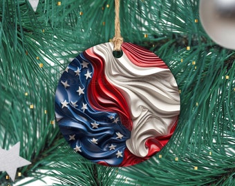 3D American Flag Ornament Design for Sublimation, Round Christmas Ornament PNG Template, 3 inch 3in, 3.15 2.87 2.75 Circle, Digital Download