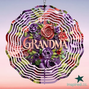 Spinner 3D grand-mère PNG, conception de sublimation pour la fête des mères, 20 cm 25 cm, roses fleurs grand-mère, téléchargement numérique, usage Commercial