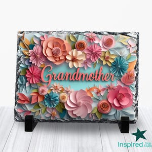Pizarra 3D para abuela, diseño floral de sublimación para el Día de la Madre, descarga instantánea, plantilla rectangular, uso comercial