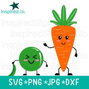 Peas and Carrots SVG PNG, Valentines Day sublimation design, Cricut file, matching couple shirts, cute kawaii vegetables, instant download