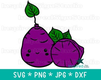 Ube SVG, PNG de patate douce violet, clipart vectoriel, conception de sublimation de nourriture Kawaii (téléchargement numérique)