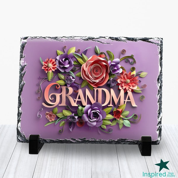 3D Grandma Slate Sublimation Design, Mothers Day Flowers PNG File, Grandmother 3D Images Graphics, Instant Digital Download, Commercial Use