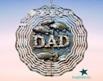 Fishing Dad Wind Spinner PNG, 3D Fish Sublimation Design, Father's Day Gift for Fisherman Dad, Outdoor Garden Decor Template