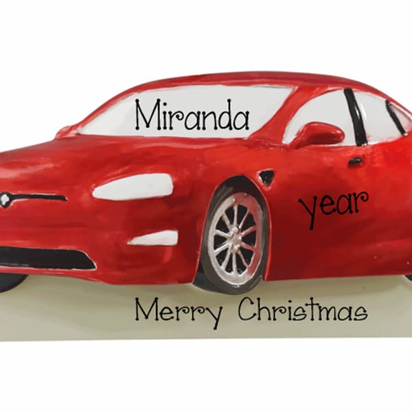 Personalized Red Muscle Car Ornament ~ Hot Wheels Sports Car Ornament ~ Tesla Ornament ~ First Car Ornament ~ 16th Birthday Ornament