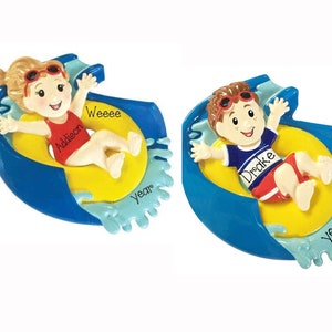 Personalized WATER SLIDE Ornament~Girl Water Slide OR Boy Water Slide~Christmas Ornaments~Hand Personalized Ornament~Ornament~Water Park