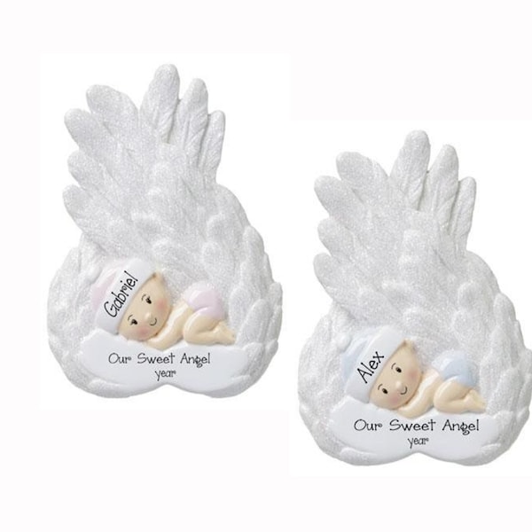 Personalized MEMORIAL~Baby Angel Ornament~Baby Boy Angel OR Baby Girl Angel~Christmas Ornaments~Hand Personalized Ornament~Ornament