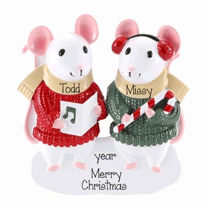 Personalized Mouse Couple Ornament Our First Christmas Ornament~Mouse Sweater Family of 2 Ornament~Couples personalized Gift~Mice Couple