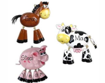 Personalized FARM ANIMALS Ornament~Horse~Pig~Cow~Christmas Ornaments~Hand Personalized Ornament~Ornament~Personalized Gifts