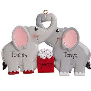 Elephant Personalized COUPLE OrnamentPersonalize Elephant Christmas OrnamentLoving elephant CouplePersonalize GiftSafari Animal Ornament Ornament Only