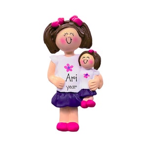 Baby Doll Ornament~American Girl Doll Ornament~Brunette Toddler Girl~Kids Doll Ornament~Little Girl Doll Ornament~Young Girl Doll Ornament