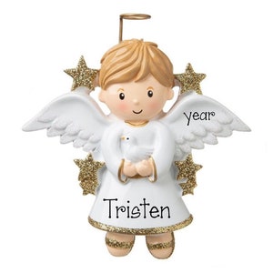 Personalized CHILD ANGEL Ornament~Boy Angel Ornament~Christmas Ornaments~Memorial Ornament~Hand Personalized Ornament ~Child memorial