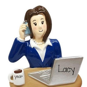 Personalized BUSINESS Ornament~ Female Secretary~Office Manager-Computer Tech ~Hand Personalized Ornament~Assistant Ornament
