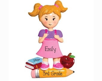 Personalized MIDDLE SCHOOL Ornament~Little Girl Student~Christmas Ornaments~Hand Personalized Ornament~Ornament~Personalized Gifts