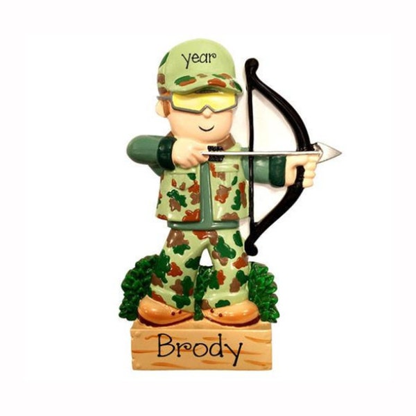 Personalized BOW HUNTER in Camo~Ornament~Christmas Ornaments~Hand Personalized Ornament~Ornament~Personalized Gifts