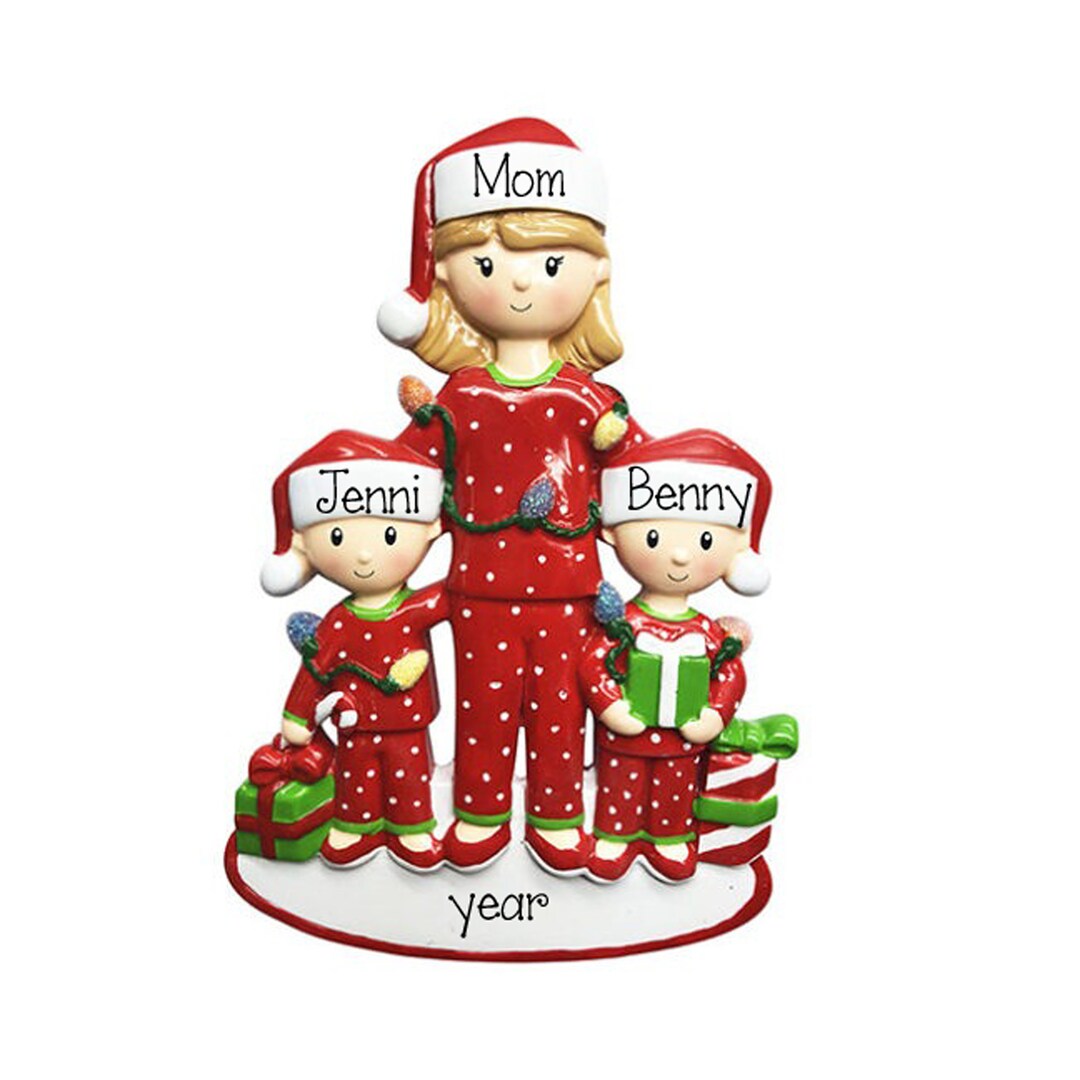 Personalized Single Mom Ornament Mother and 2 Children Christmas