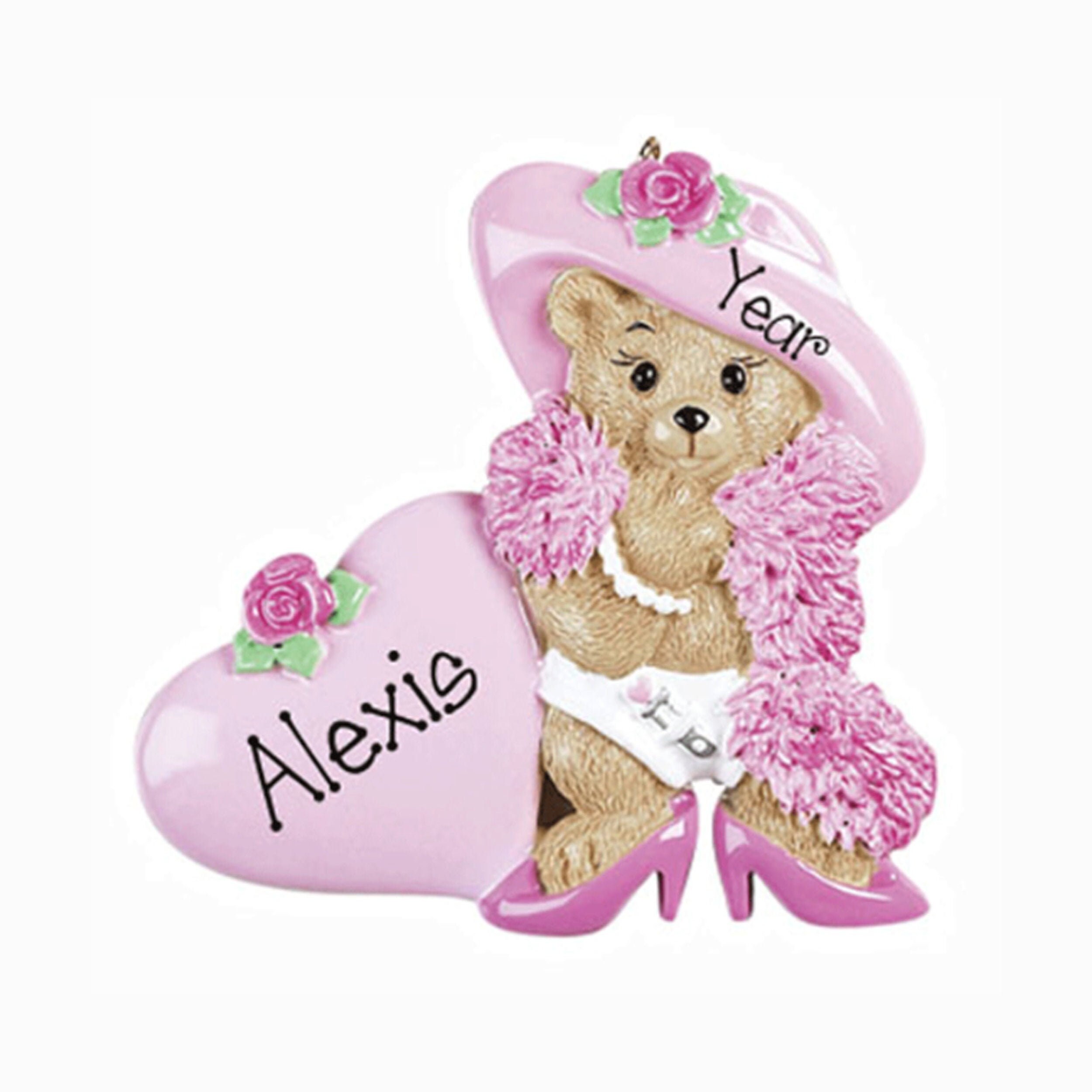 Personalized Baby Girl Ornament~Dress up Bear~Christmas Ornaments~Little Girl~Hand Personalized Ornament~Personalized BabyGift~Ornament