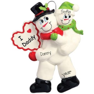 Personalized Dad with 1 KID Ornament ~ Family of 2 Ornament ~ I Love Daddy Ornament ~ Single Parent ~ Personalized Gifts ~ Single Dad
