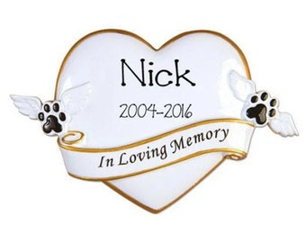 Personalized PET MEMORIAL Ornament~In Loving Memory~Christmas Ornaments~In Memory of pet Ornament~Hand Personalized Ornament~Ornament