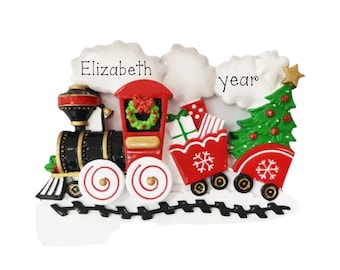 Personalized Train Christmas Ornament, Locomotive Keepsake, Kids Train Lovers Gift