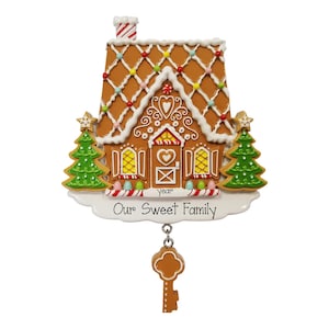 GINGERBREAD HOUSE with Key Ornament~Christmas Ornament~Hand Personalized Ornament~New Home Ornament~Our First Home~Our Family Ornament