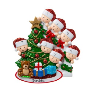 Personalized FAMILY of 7 Christmas Tree Ornament~7 GRANDKIDS Ornament~Christmas Ornament~Hand Personalized Ornament~Family Ornament~Ornament