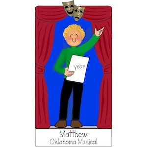 Drama & Theater Personalized Ornament~Drama Club Christmas Ornament~Acting Ornament~Blonde Male Actor~Stage Actor~Drama Club Ornament