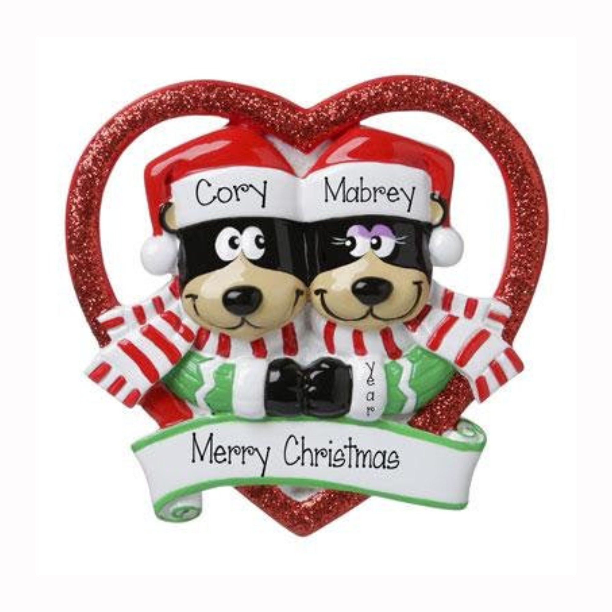 Black Bear Couples Ornament~Our First Christmas~Christmas Ornaments~Hand Personalized Ornament~Custom Couples Ornament~Ornament