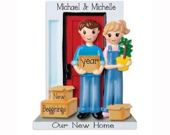 Personalized Moving in couple Ornament~Our New Home Ornament~Add your Pet~Hand Personalized Ornament~Custom Couples Ornament~Ornament
