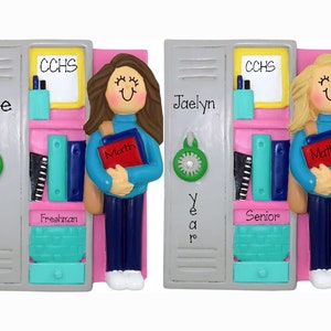 Personalized HIGH SCHOOL Ornament~JR High~Female Student Ornament~Christmas Ornaments~Hand Personalized Ornament~Locker
