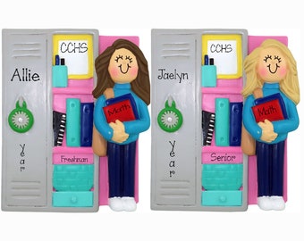 Personalized HIGH SCHOOL Ornament~JR High~Female Student Ornament~Christmas Ornaments~Hand Personalized Ornament~Locker