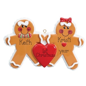 Gingerbread Couple Ornament ~ Personalized First Christmas Married Couple Gift ~ Customized Ornament for Newly Engaged Couples ~ Couple Gift