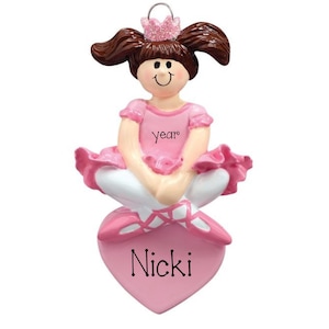 Personalized Brunette Ballerina Christmas Ornament ~ Ballet Ornament ~ Dance Ornament ~ Ballet Slipper - Personalized Gifts