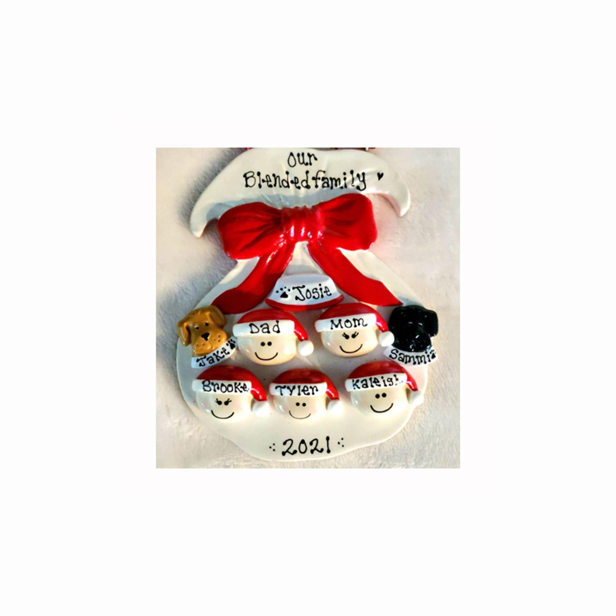 SALE~Family of 5 Christmas Bag Ornament~Christmas Ornaments~Add a Pet Option~Hand Personalized Ornament~Family Ornament~Ornament