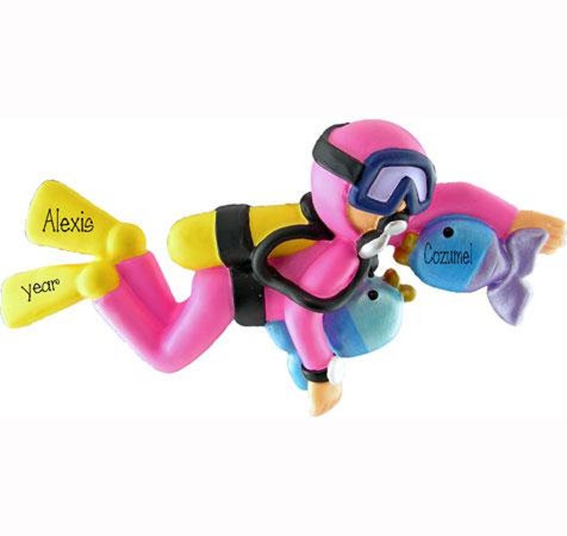 Personalized SCUBA DIVER OrnamentFemale Scuba DiverMale Scuba DiverScuba Diving OrnamentChristmas OrnamentsOrnamentPersonalized Gifts Pink Scuba diver