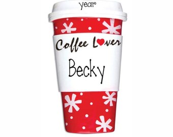 Personalized COFFEE Ornament~Hand personalized Ornament~Personalized Ornament~Starbucks Coffee Ornament~Latte Ornament~Coffee Lover Ornament