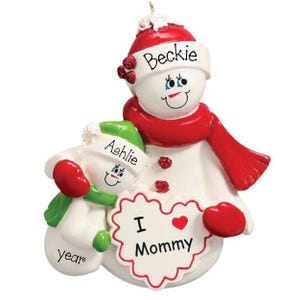 Personalized MOM with 1 KID Christmas Ornament ~ Single Mom Ornament ~ I Love mommy Personalized Christmas Ornament ~Single Parent