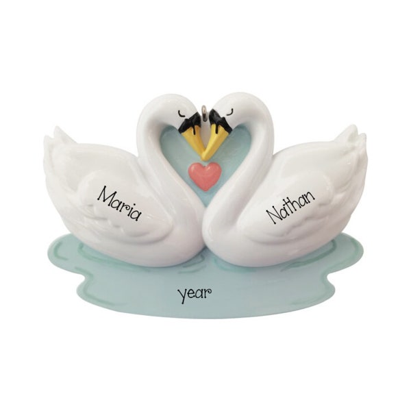 Personalized Kissing Swan Couple Ornament 2023 ~ Bird Ornament ~  Swan Ornament ~ Love Swan Wedding Ornament ~ Personalized Gift